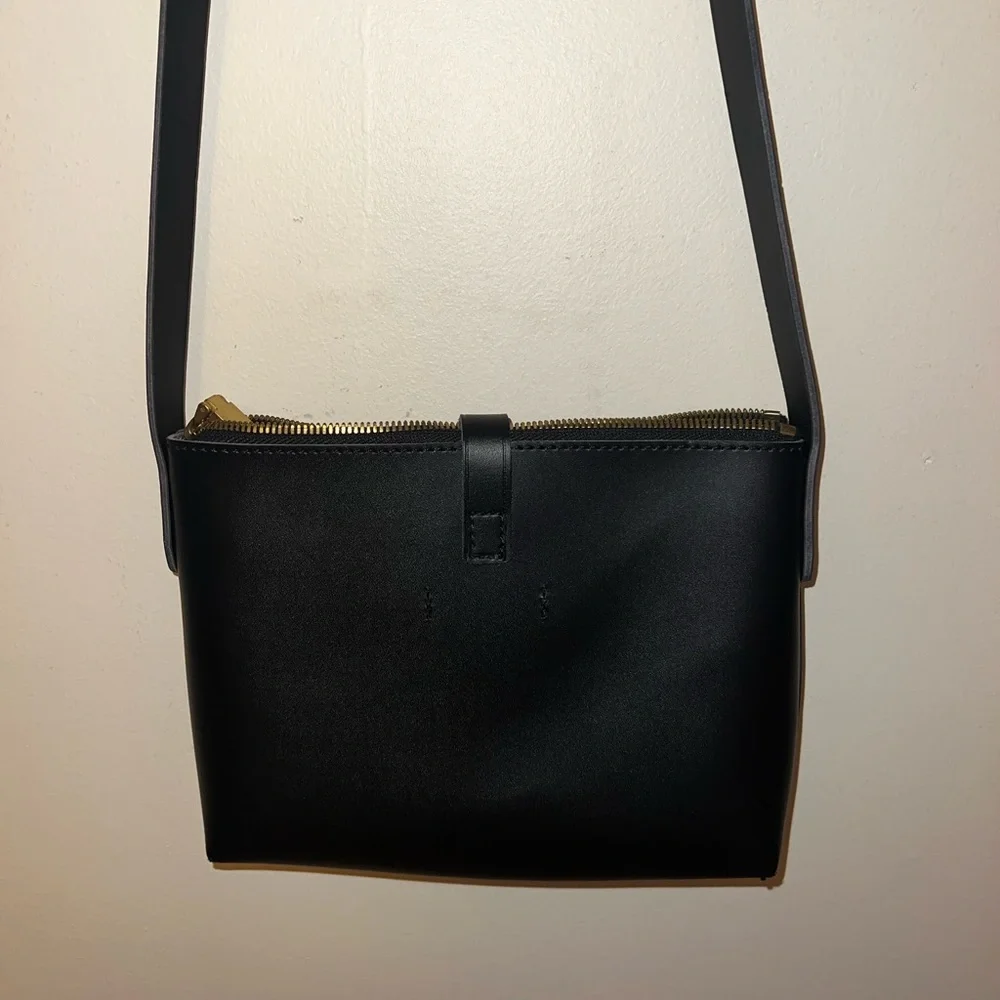 J.Crew Black Leather Parker Crossbody Bag